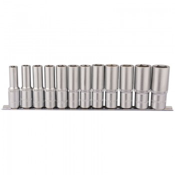 Deep Socket Set on Metal Rail, 1/2&rdquo; Sq. Dr. (12 Piece)
