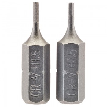 Hexagonal Insert Bit, 1.5mm, 1/4&rdquo; Hex, 25mm Long (Pack of 2)