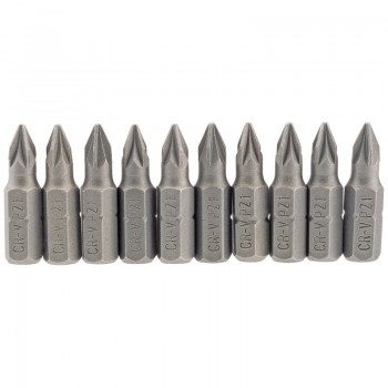 PZ Type Insert Bit, 1/4&rdquo; Hex, 25mm Long, No.1 (Pack of 10)