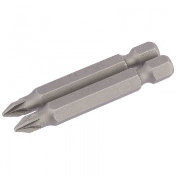 PZ Type Insert Bit, 1/4&rdquo; Hex, 50mm Long, No.1 (Pack of 2)