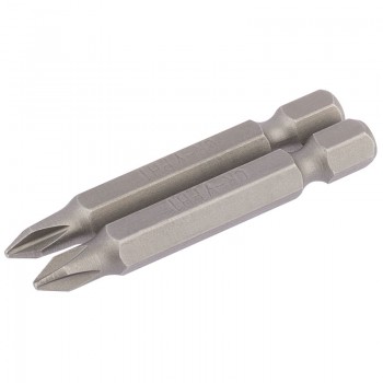 Cross Slot Insert Bit, 1/4&rdquo; Hex, 50mm Long, No.1 (Pack of 2)