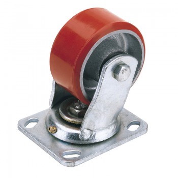 Swivel Plate Fixing Heavy Duty Polyurethane Wheel, 100mm Diameter, S.W.L. 250kg Swivel Plate Fixing Heavy Duty Polyurethane Wheel, 100mm Diameter, S.W.L. 250kg