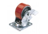 Swivel Plate Fixing Heavy Duty Polyurethane Wheel with Brake, 125mm Diameter, S.W.L. 300kg