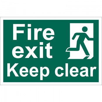 Fire Exit Keep Clear&rsquo; Safety Sign, 300 x 200mm, Design 1