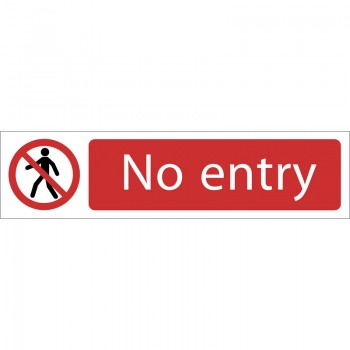 No Entry&rsquo; Prohibition Sign, 200 x 50mm