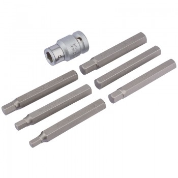 Hexagon Bit Set and Holder, 1/2&rdquo; Sq. Dr., 6 - 12mm (7 Piece)