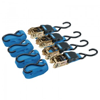 Ratcheting Tie Down Straps, 4.5m x 25mm, 225kg (4 Piece)