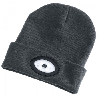 Beanie Hat with Rechargeable Torch, One Size, 1W, 100 Lumens, Grey