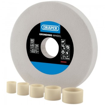 Aluminium Oxide Bench Grinding Wheel, 150 x 20mm, 80 Grit, White Aluminium Oxide Bench Grinding Wheel, 150 x 20mm, 80 Grit, White